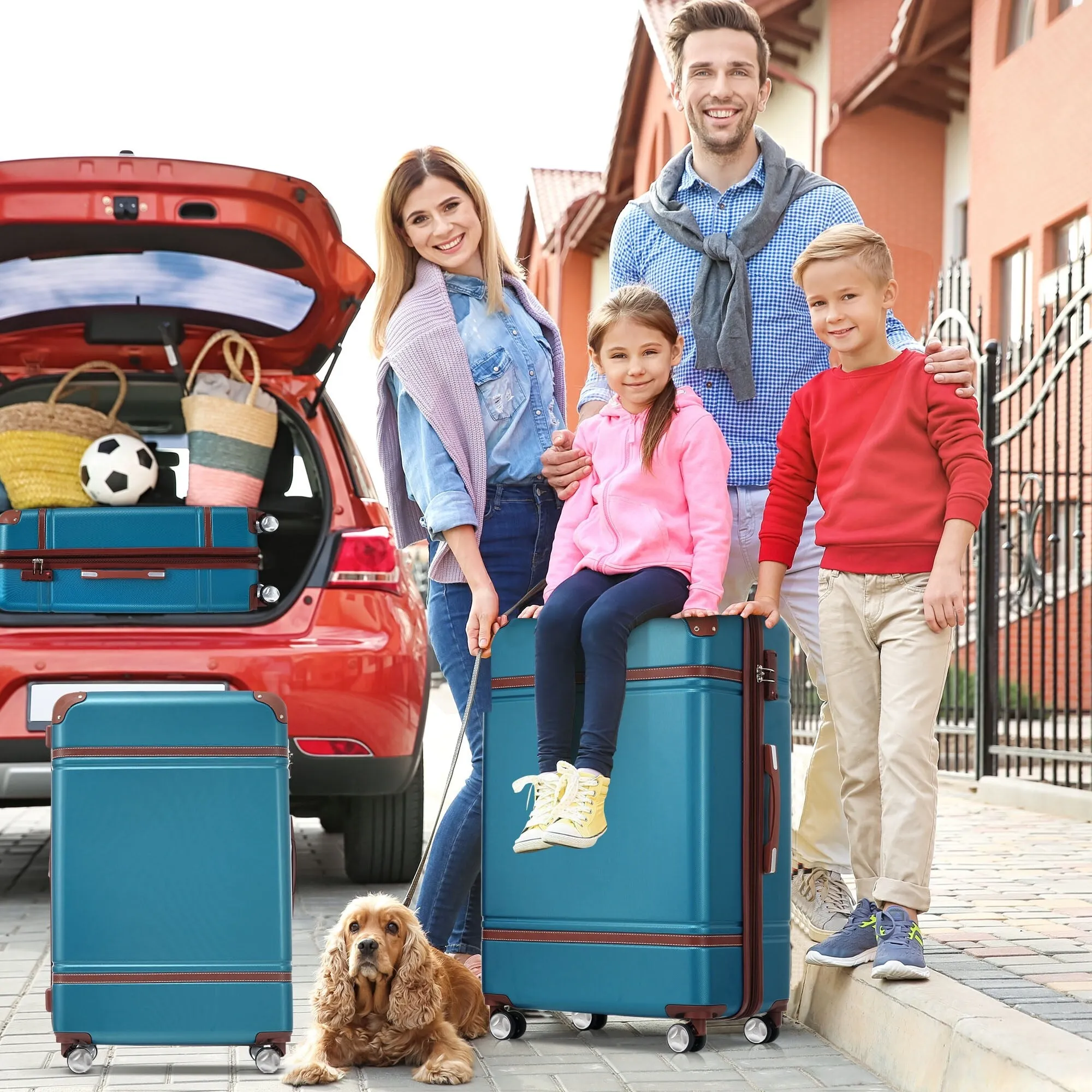 Hardshell 4 Pieces Luggage Sets with Cosmetic and TSA Lock, Lightweight Expandable Suitcase (20"/24"/28")