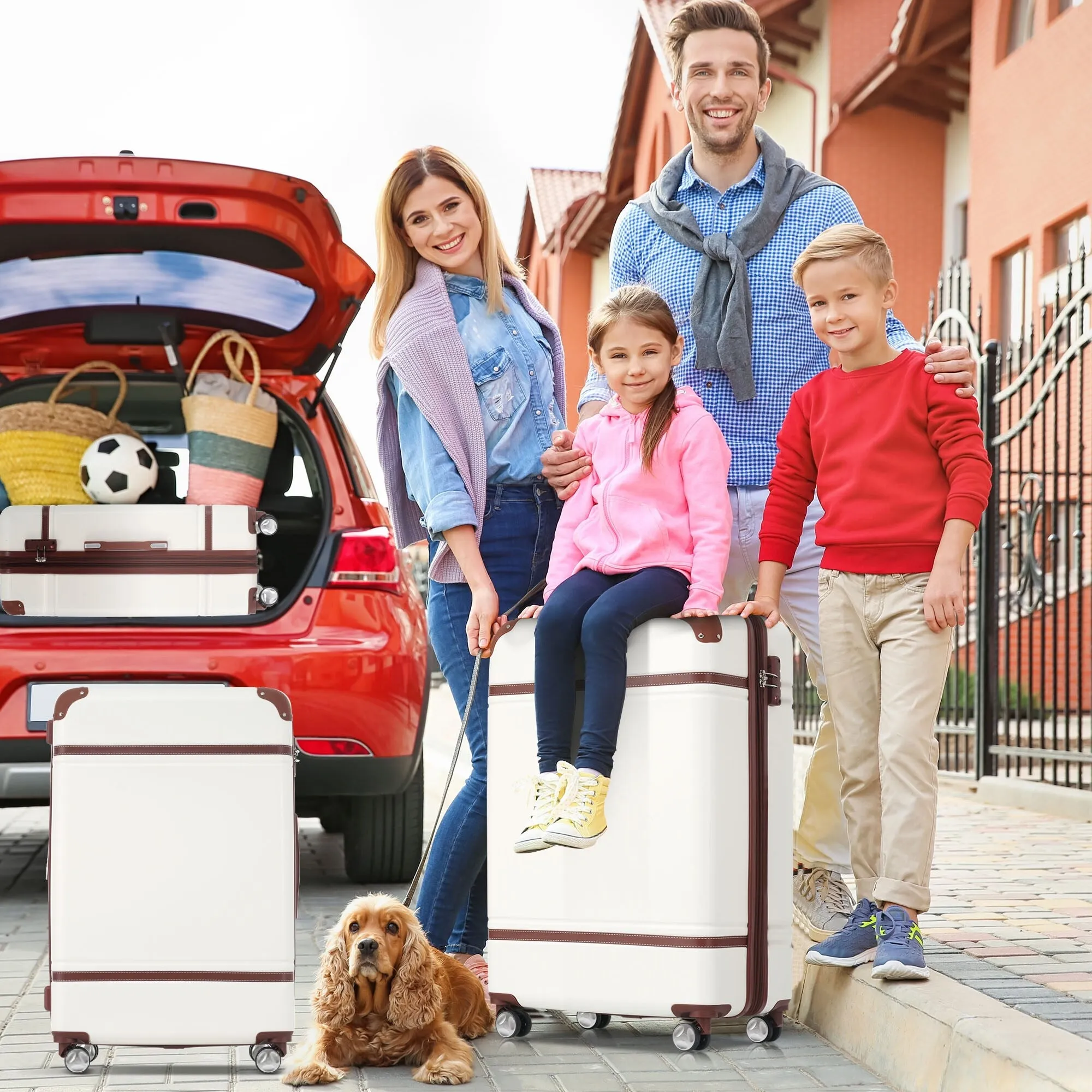 Hardshell 4 Pieces Luggage Sets with Cosmetic and TSA Lock, Lightweight Expandable Suitcase (20"/24"/28")
