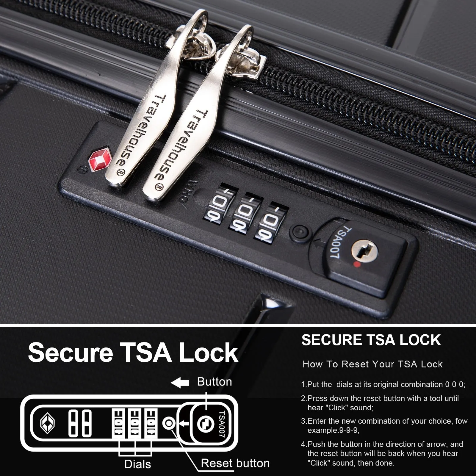 Hardshell Suitcase Spinner Wheels PP Luggage Sets Lightweight Durable Suitcase with TSA Lock,3-Piece Set (20/24/28)