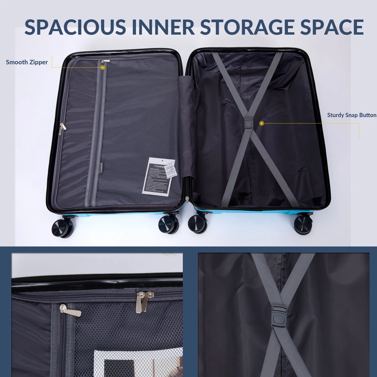 Hardshell Suitcase Spinner Wheels PP Luggage Sets Lightweight Suitcase with TSA Lock,3-Piece Set (20/24/28)