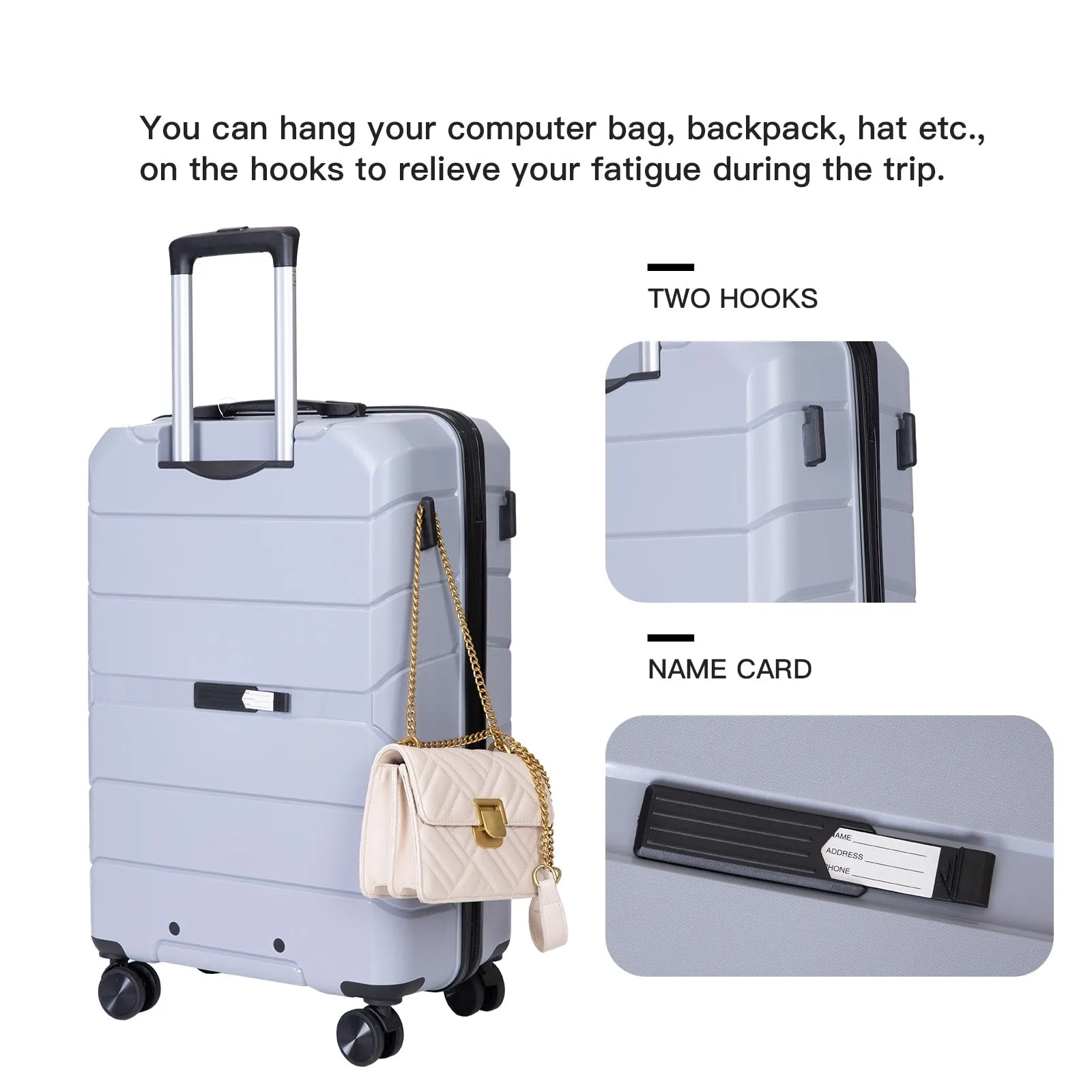 Hardshell Suitcase Spinner Wheels PP Luggage Sets Lightweight Suitcase with TSA Lock,3-Piece Set (20/24/28)