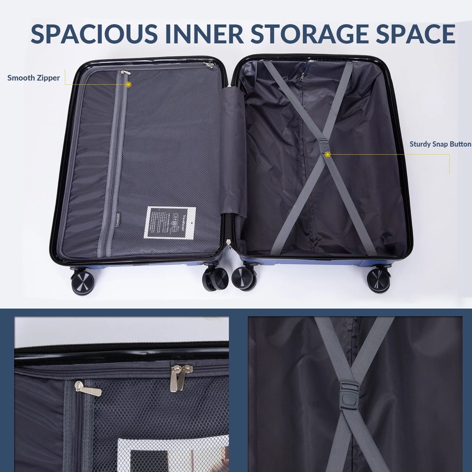 Hardshell Suitcase Spinner Wheels PP Luggage Sets Lightweight Suitcase with TSA Lock,3-Piece Set (20/24/28)