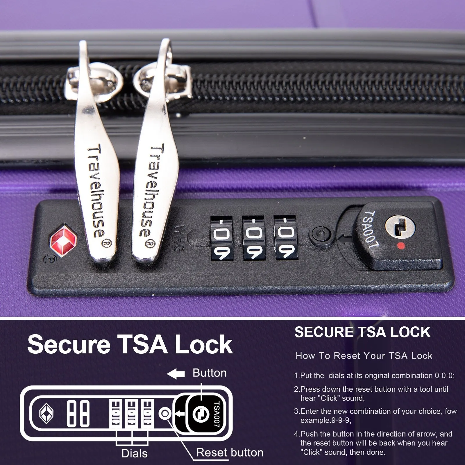 Hardshell Suitcase Spinner Wheels PP Luggage Sets Lightweight Suitcase with TSA Lock,3-Piece Set (20/24/28)