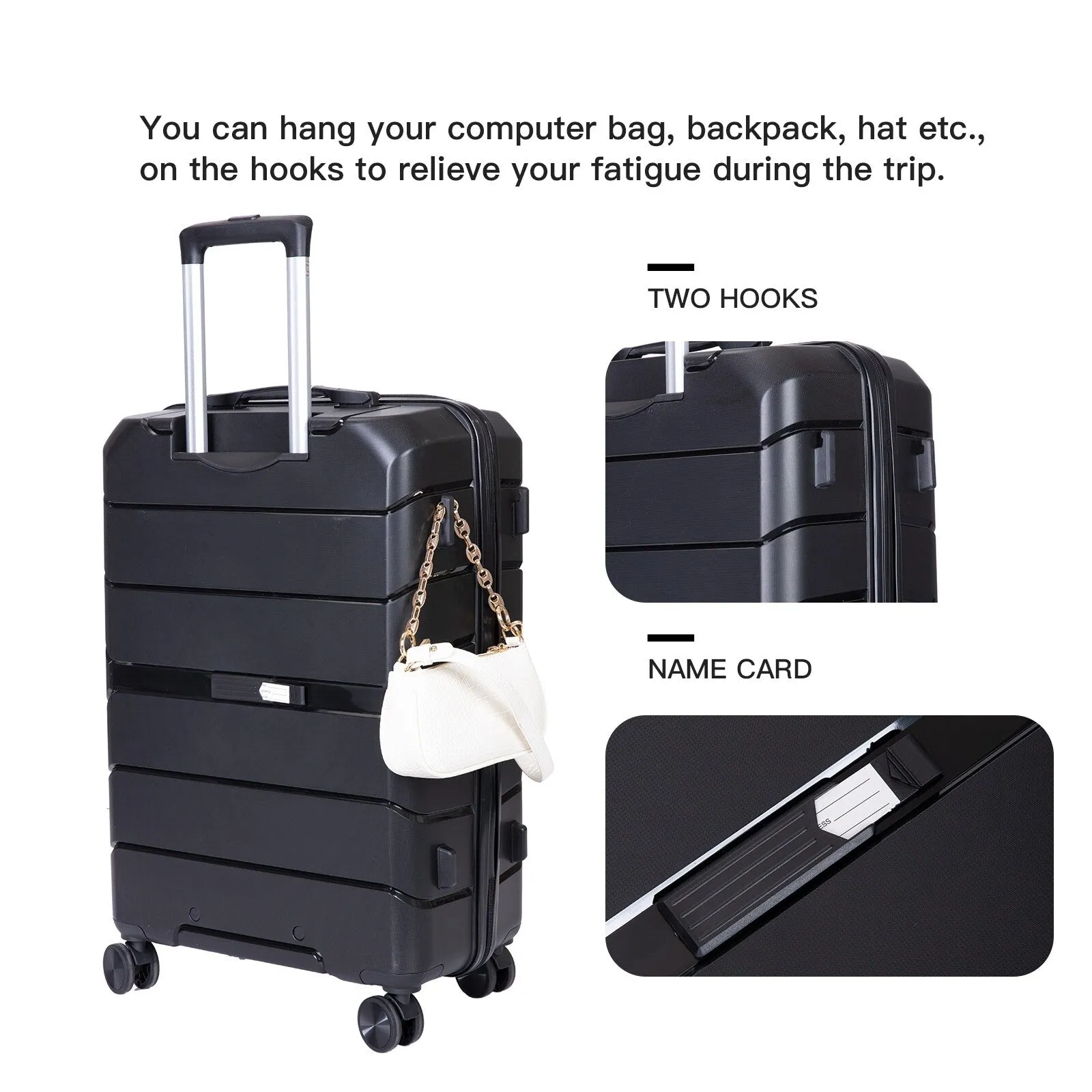 Hardshell Suitcase Spinner Wheels PP Luggage Sets Lightweight Suitcase with TSA Lock,3-Piece Set (20/24/28)