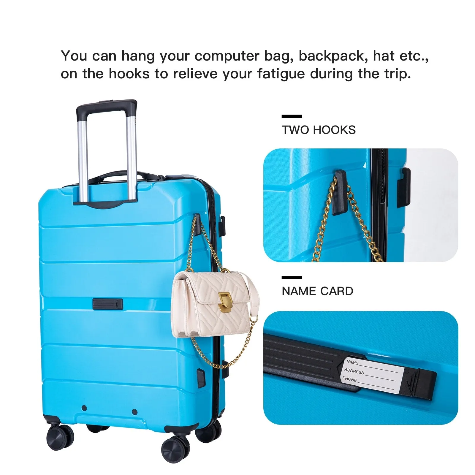 Hardshell Suitcase Spinner Wheels PP Luggage Sets Lightweight Suitcase with TSA Lock,3-Piece Set (20/24/28)