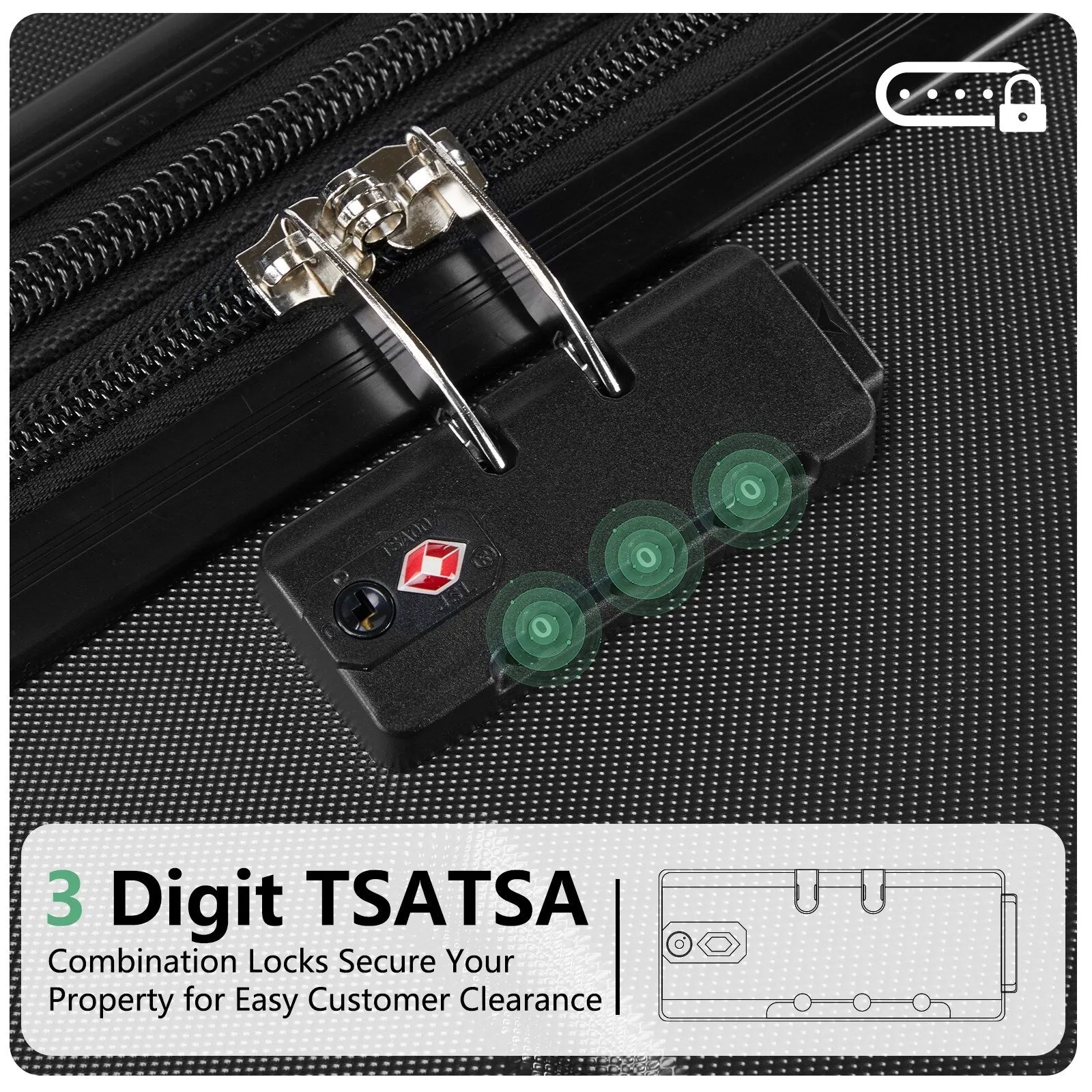 Hardsided Expand Suitcase Set with Rotating Wheels and TSA Lock