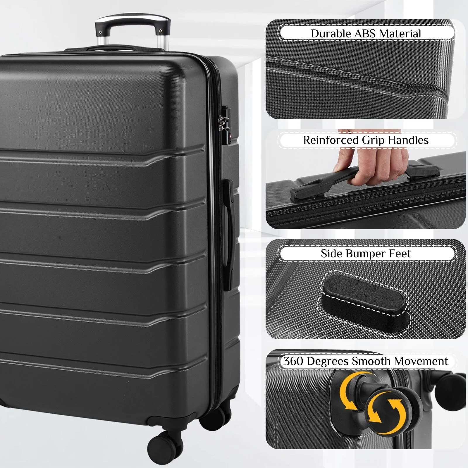 Hardsided Expand Suitcase Set with Rotating Wheels and TSA Lock