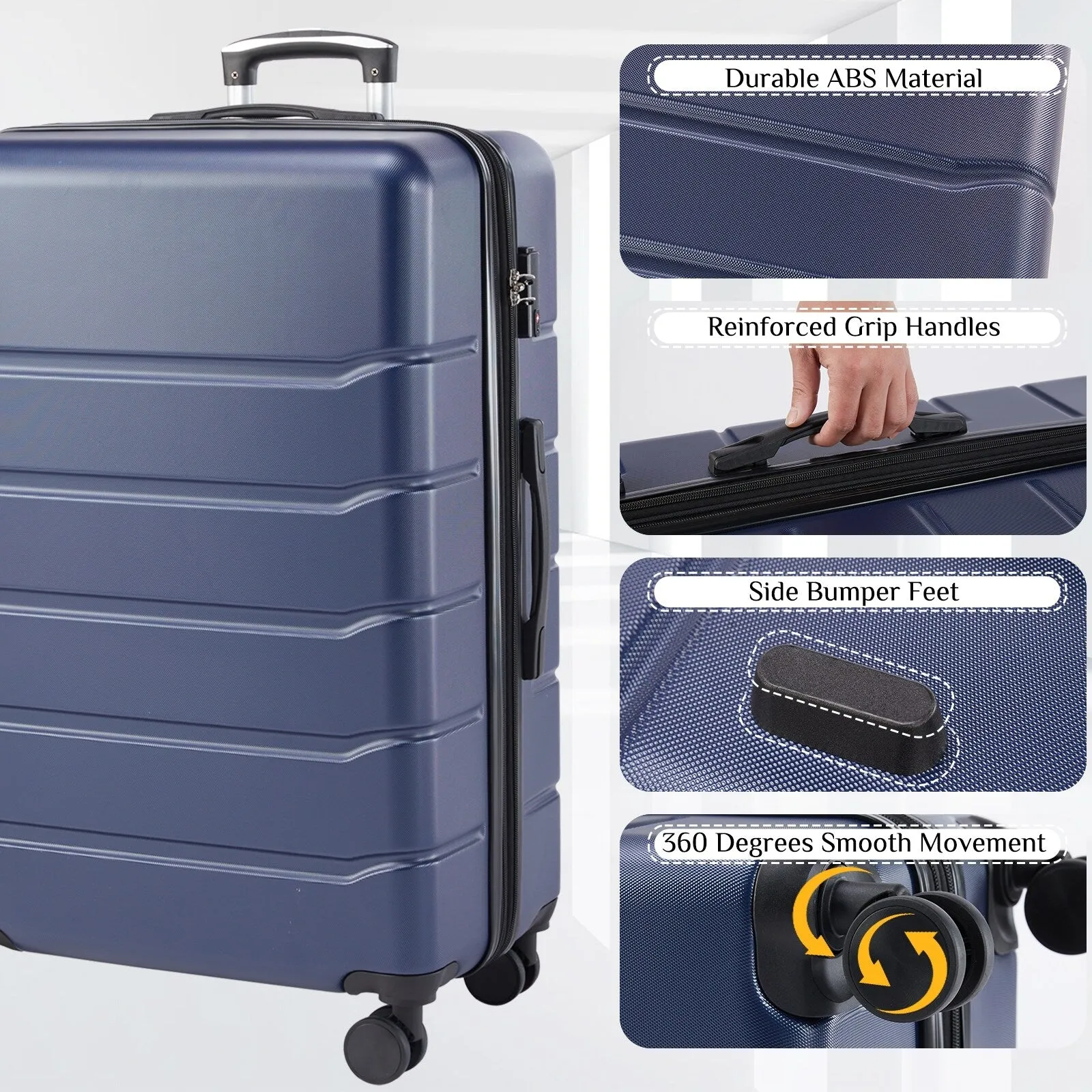 Hardsided Expand Suitcase Set with Rotating Wheels and TSA Lock