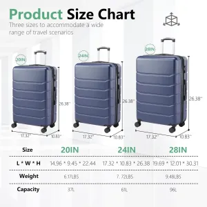 Hardsided Expand Suitcase Set with Rotating Wheels and TSA Lock