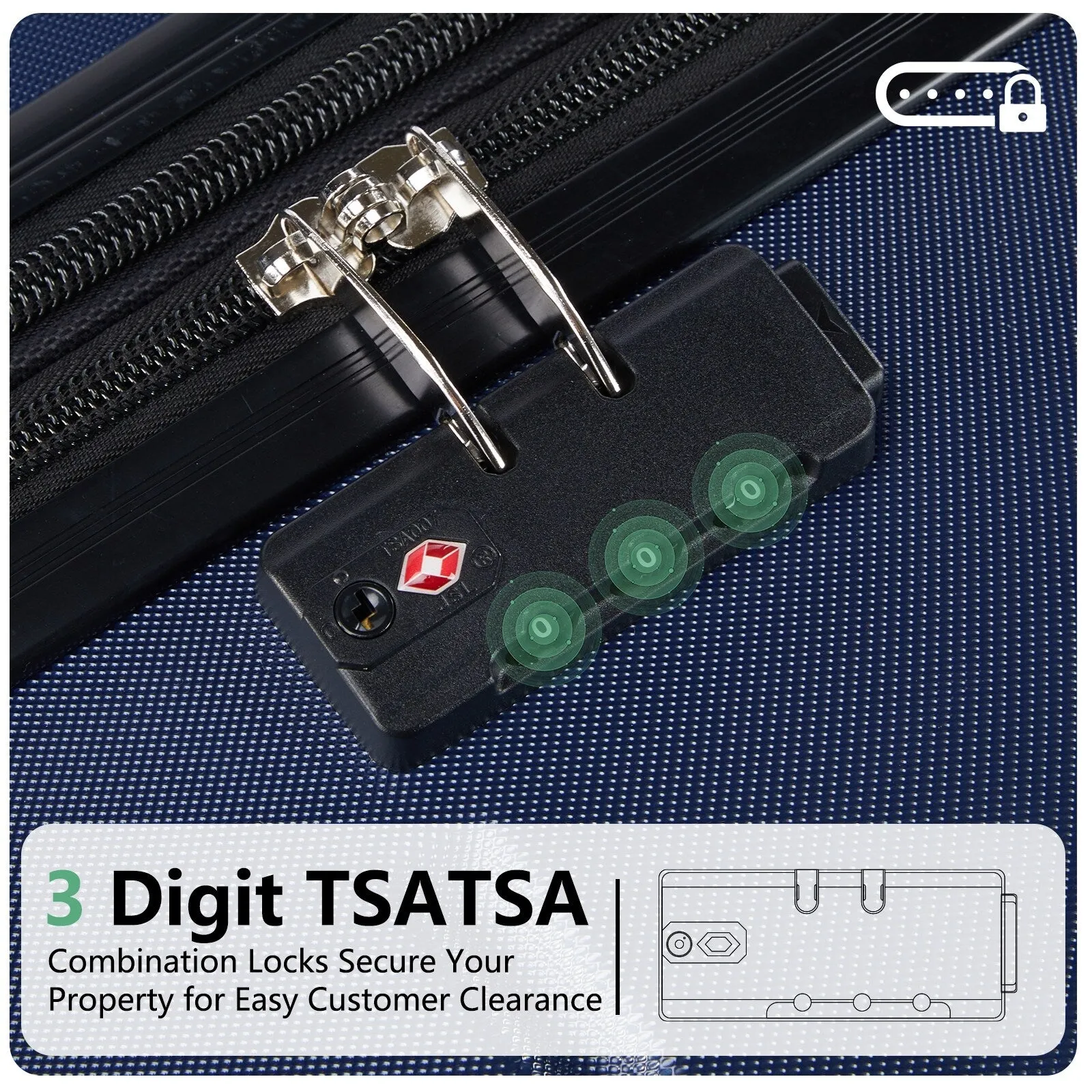 Hardsided Expand Suitcase Set with Rotating Wheels and TSA Lock