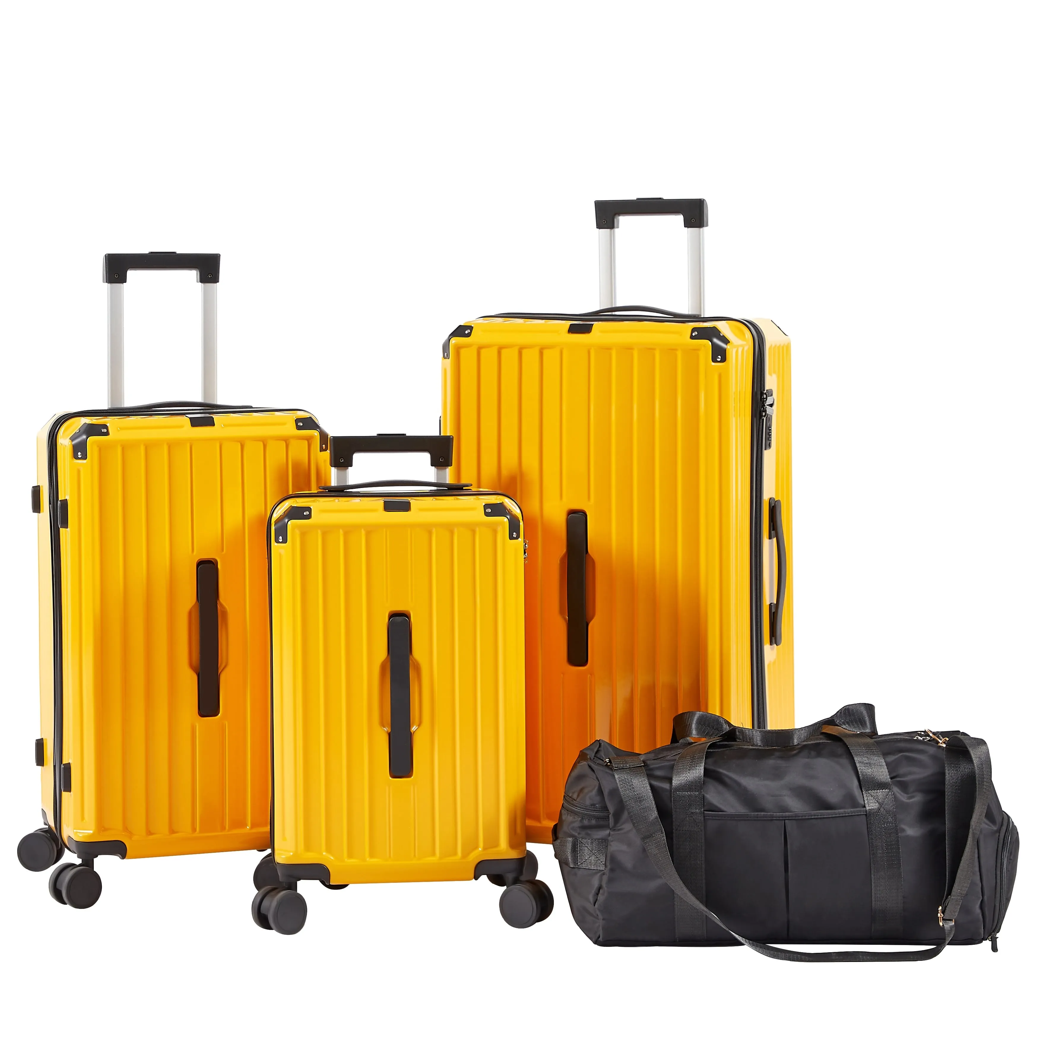 Luggage Set 4 Pcs (20"/24"/29"/Travel Bag) PC ABS Luggage with Cup Holder, 360° Silent Spinner Wheels, TSA Lock