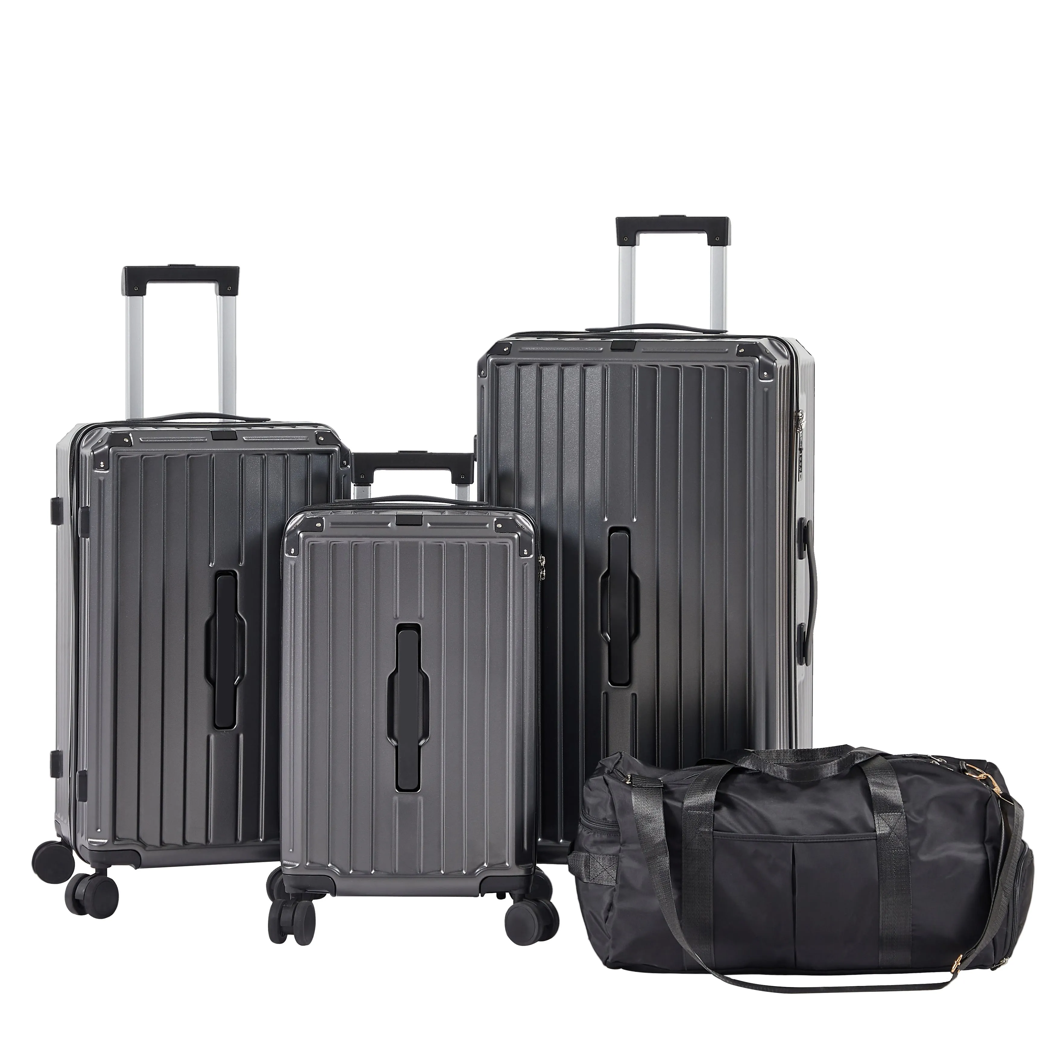 Luggage Set 4 Pcs (20"/24"/29"/Travel Bag) PC ABS Luggage with Cup Holder, 360° Silent Spinner Wheels, TSA Lock