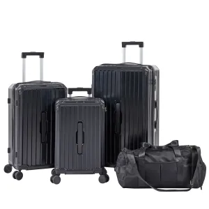 Luggage Set 4 Pcs (20"/24"/29"/Travel Bag) PC ABS Luggage with Cup Holder, 360° Silent Spinner Wheels, TSA Lock