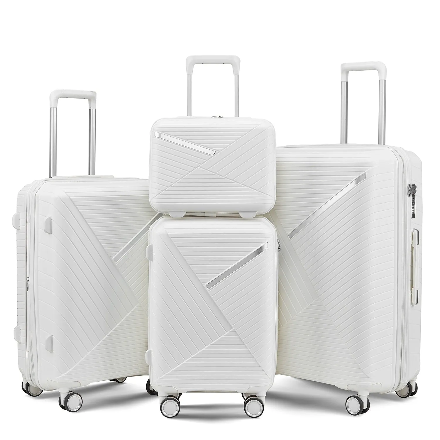 Luggage Sets 4 Piece(14/20/24/28), Expandable Suitcase with Double Spinner Wheels TSA Lock PP Material