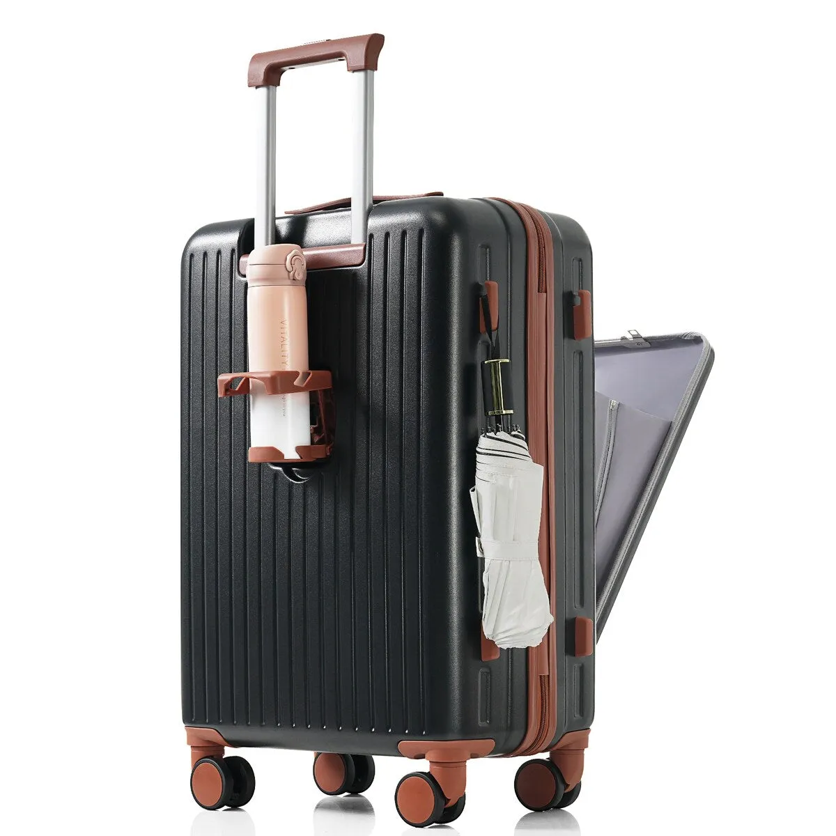 Merax Front Opening 20-Inch Carry-On Luggage with Expandable Travel Bag Set