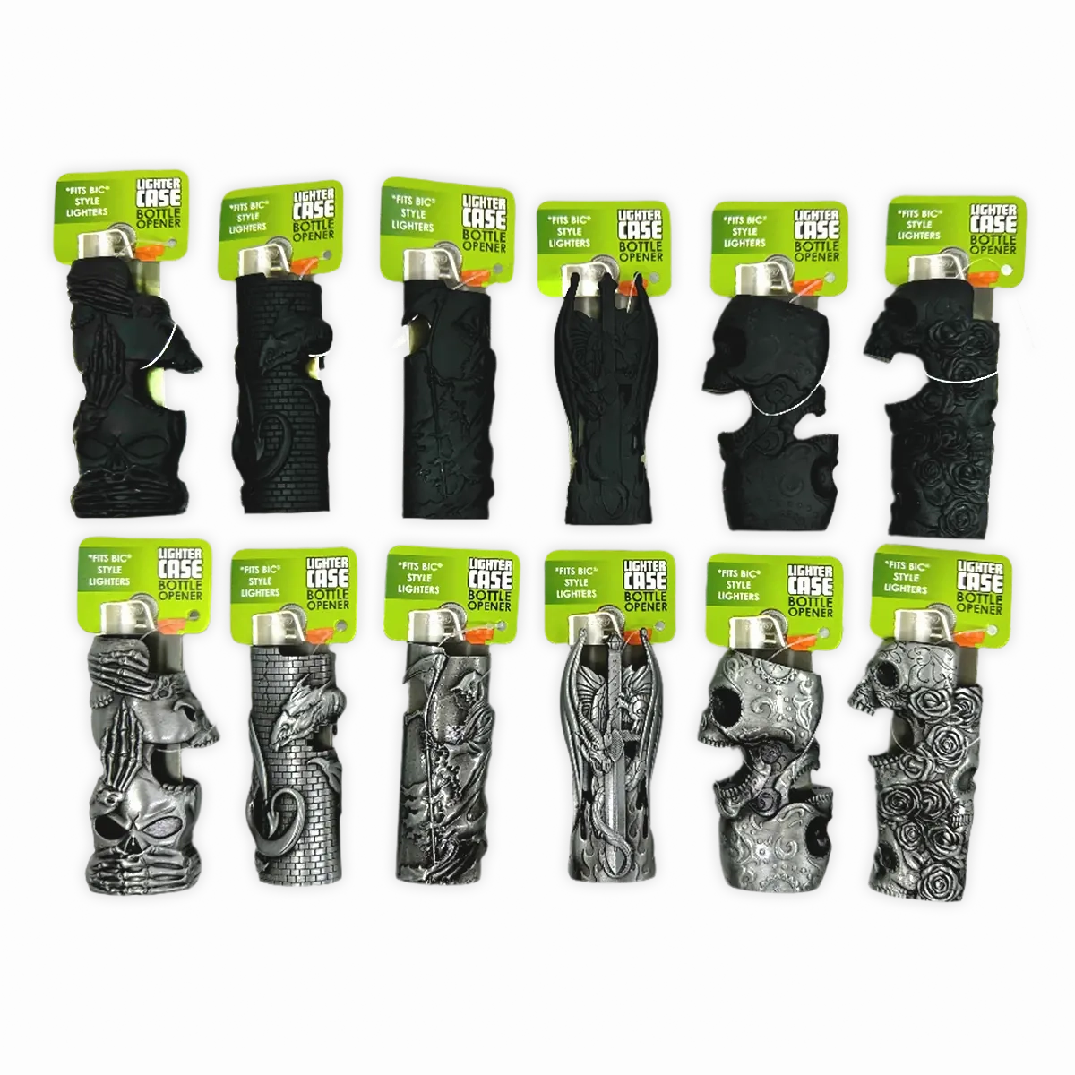 Metal Mystic Lighter Case with Bottle Opener Assortment - 12 Pieces Per Retail Ready Display 40314