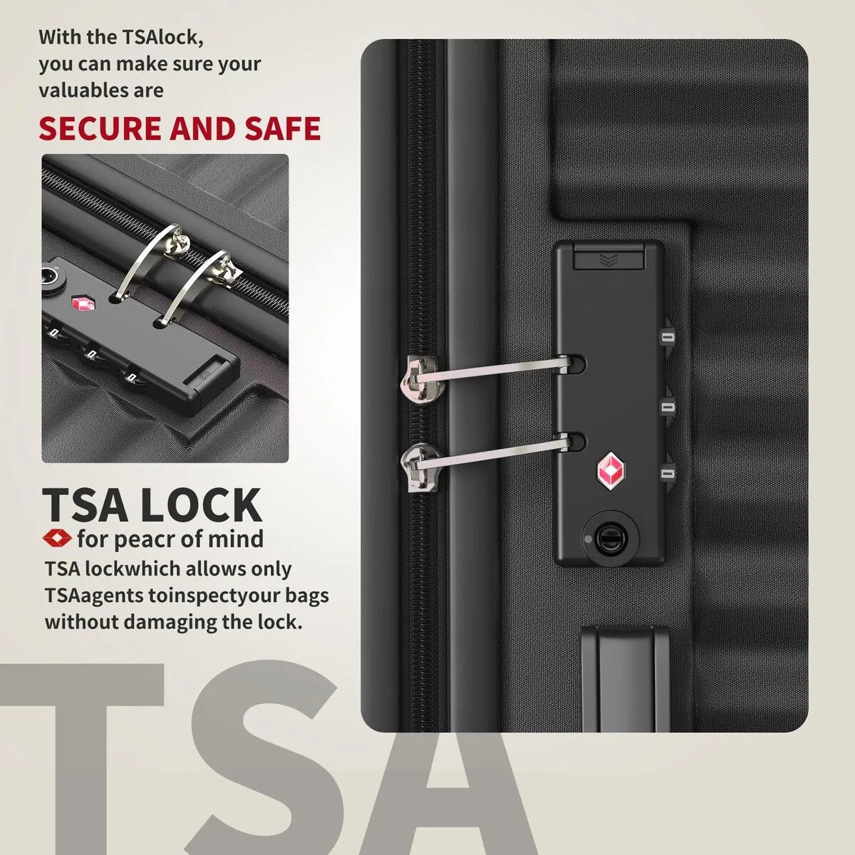 SUGIFT 3 Piece Luggage Sets Hard Shell Luggage Sets with Spinner Wheels TSA Lock, 20in/24in/28in, Black