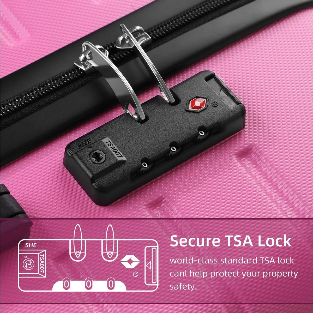 SUGIFT 3 Piece Luggage Sets Hard Shell Luggage Sets with Spinner Wheels TSA Lock, 20in/24in/28in