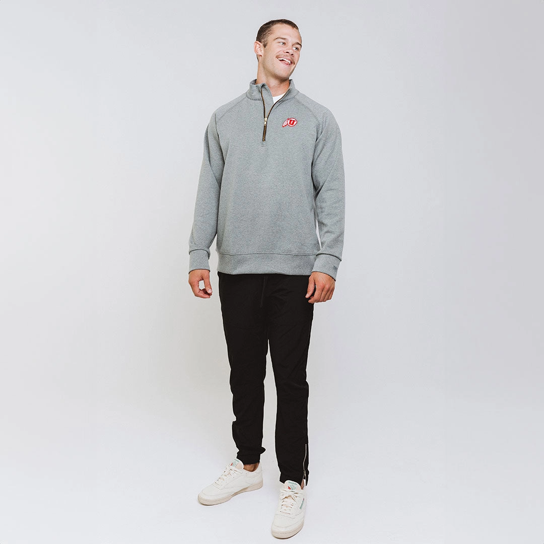 Utah Men's Oxford Zip-Up, Heather Grey